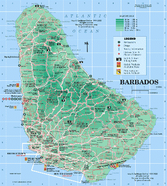 Carte de l'ile de la Barbade